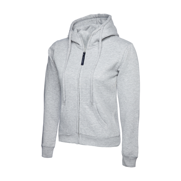 UC505 Heather Grey - Ladies Classic Full Zip Hooded Sweatshirt