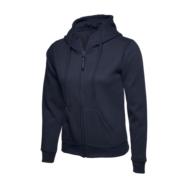 UC505 Navy - Ladies Classic Full Zip Hooded Sweatshirt
