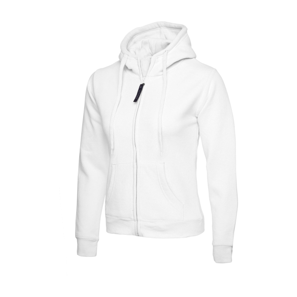 UC505 White - Ladies Classic Full Zip Hooded Sweatshirt