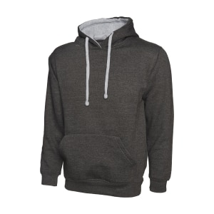 UC507 CHARCOAL HEATHER GREY - Uneek Contrast Hooded Sweatshirt