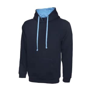 UC507 NAVY SKY - Uneek Contrast Hooded Sweatshirt