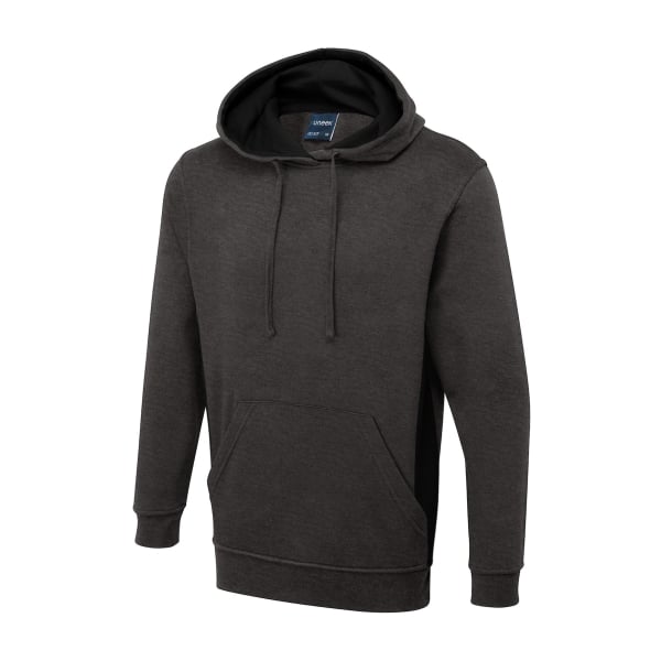 UC517 CHARCOAL BLACK - Uneek Two Tone Hooded Sweatshirt