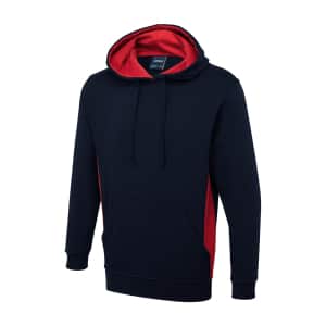 UC517 NAVY RED - Uneek Two Tone Hooded Sweatshirt