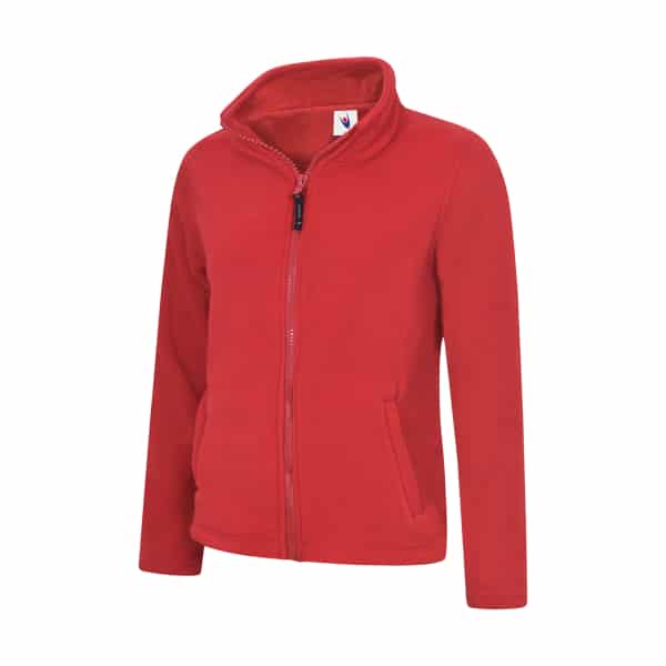 UC608 RED - Uneek Classic Full Zip Fleece Jacket - Ladies Fit