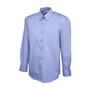 UC701 Mid Blue - Uneek Mens Pinpoint Oxford Full Sleeve Shirt