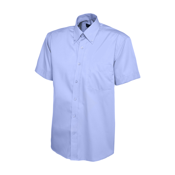 UC702 Mid Blue - Uneek Mens Pinpoint Oxford Half Sleeve Shirt
