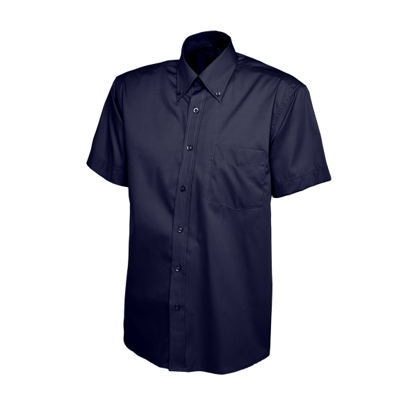 UC702 Navy - Uneek Mens Pinpoint Oxford Half Sleeve Shirt