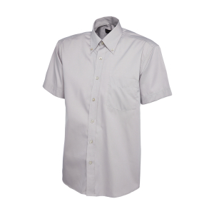 UC702 Silver - Uneek Mens Pinpoint Oxford Half Sleeve Shirt