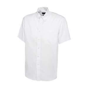 UC702 White - Uneek Mens Pinpoint Oxford Half Sleeve Shirt