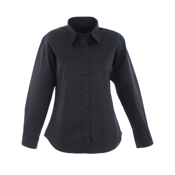 UC703 Black - Uneek Ladies Pinpoint Oxford Full Sleeve Shirt