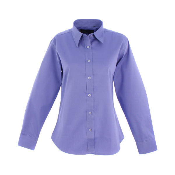 UC703 Mid Blue - Uneek Ladies Pinpoint Oxford Full Sleeve Shirt