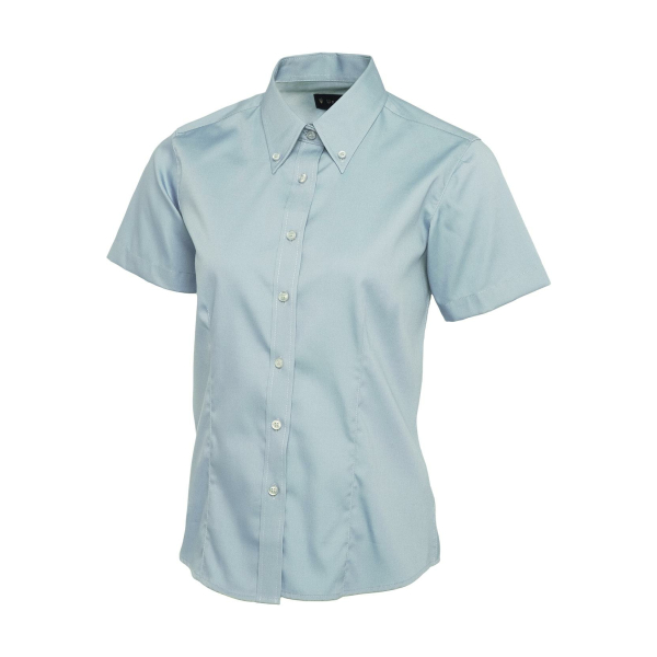 UC704 Light Blue - Uneek Ladies Pinpoint Oxford Half Sleeve Shirt