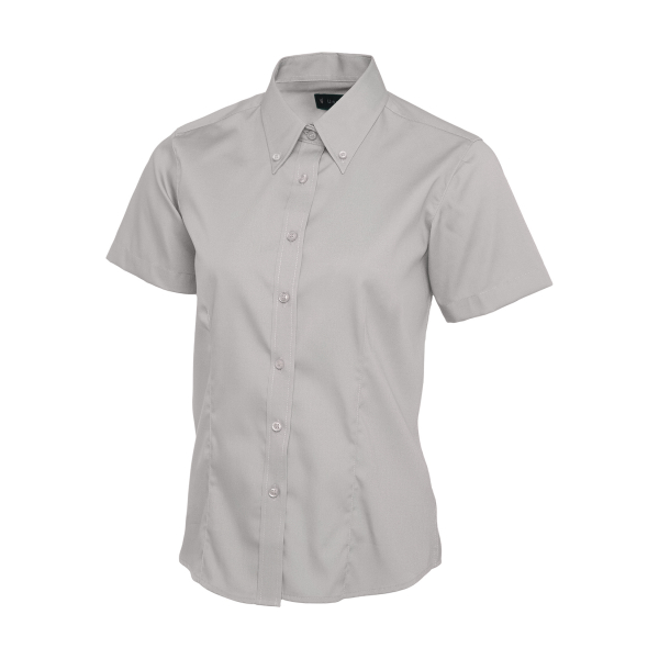 UC704 Silver Grey - Uneek Ladies Pinpoint Oxford Half Sleeve Shirt
