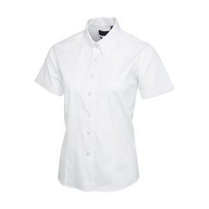 UC704 White - Uneek Ladies Pinpoint Oxford Half Sleeve Shirt