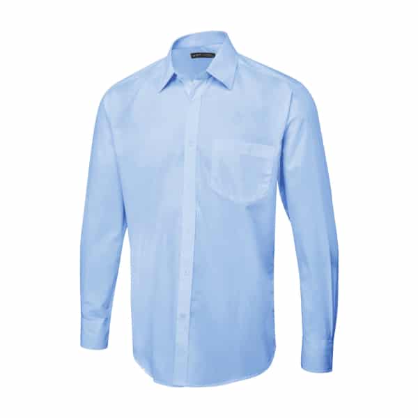 UC71 LIGHT BLUE - Uneek Tailored Long Sleeve Poplin Shirt - Men’s Fit
