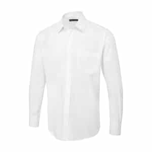 UC71 WHITE - Uneek Tailored Long Sleeve Poplin Shirt - Men’s Fit