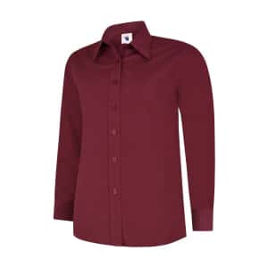 UC711 BURGUNDY - Uneek Poplin Full Sleeve Shirt - Ladies Fit