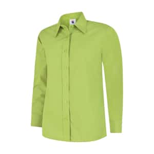 UC711 LIME - Uneek Poplin Full Sleeve Shirt - Ladies Fit