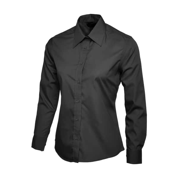 UC711BLACK - Uneek Poplin Full Sleeve Shirt - Ladies Fit