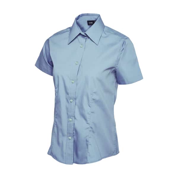 UC712 LIGHT BLUE - Uneek Poplin Half Sleeve Shirt - Ladies Fit