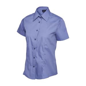 UC712 MID BLUE - Uneek Poplin Half Sleeve Shirt - Ladies Fit
