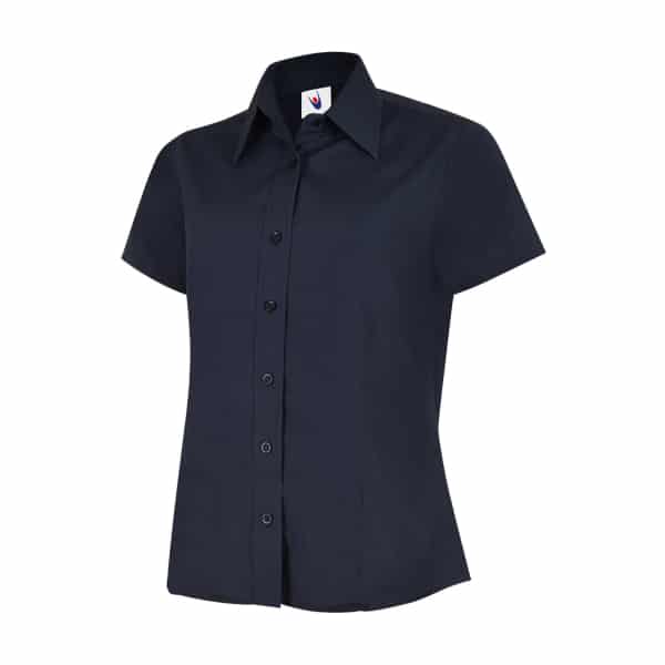 UC712 NAVY - Uneek Poplin Half Sleeve Shirt - Ladies Fit
