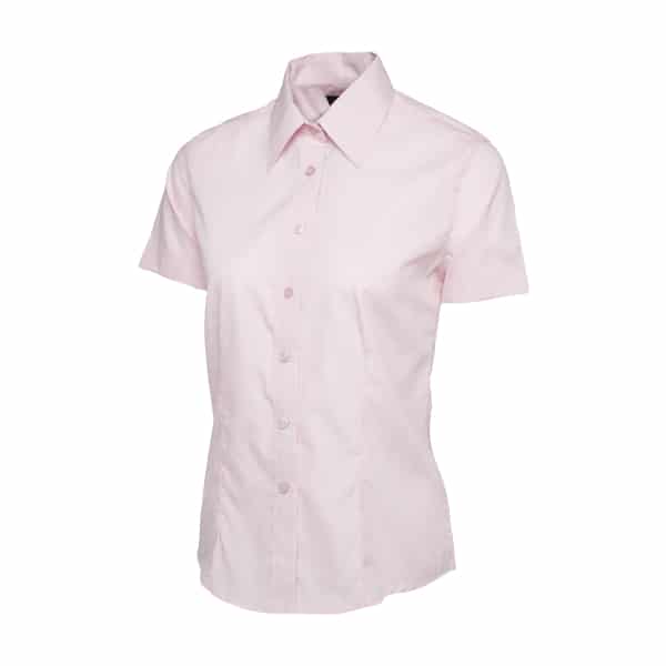 UC712 PINK - Uneek Poplin Half Sleeve Shirt - Ladies Fit