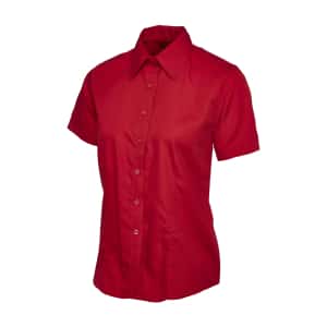 UC712 RED - Uneek Poplin Half Sleeve Shirt - Ladies Fit