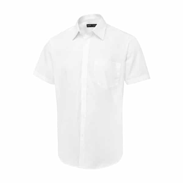 UC714 WHITE - Uneek Tailored Short Sleeve Poplin Shirt - Men’s Fit