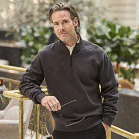 Tee Jays Ribbed Interlock Half Zip Sweatshirt