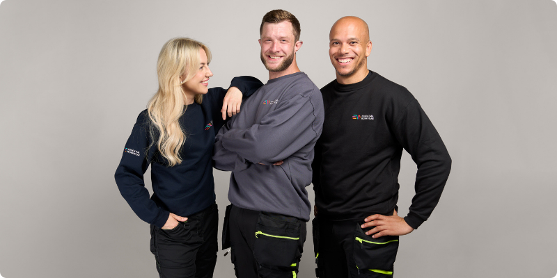 Embroidery & Print Logo Pricing 2 models wearing essential workwear range