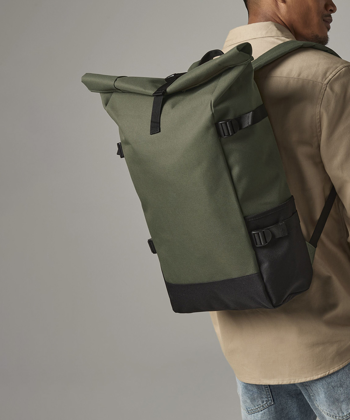 Block roll-top backpack