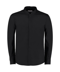 kk161 black ft - Kustom Kit Mandarin Collar Shirt Long-Sleeved - Men's
