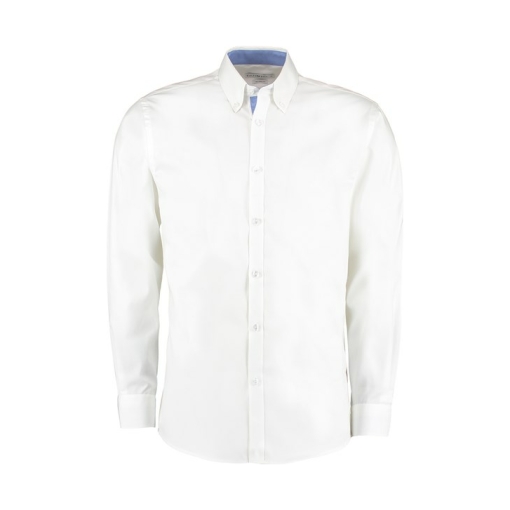 kk190 white midblue ft - Kustom Kit Contrast Premium Oxford Shirt