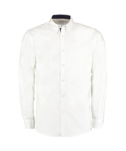 kk190 white navy ft - Kustom Kit Contrast Premium Oxford Shirt