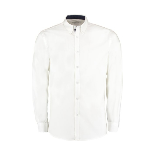 kk190 white navy ft - Kustom Kit Contrast Premium Oxford Shirt