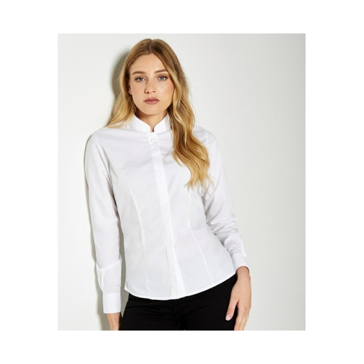 kk261 ls00 20243 - Kustom Kit Mandarin Collar Shirt Long-Sleeved - Women's