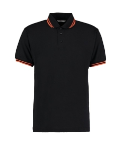 kk409 black orange ft2 - Kustom Kit Tipped Collar Polo
