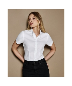 kk701 ls00 20242 - Kustom Kit Corporate Oxford Blouse Short Sleeved - Women's