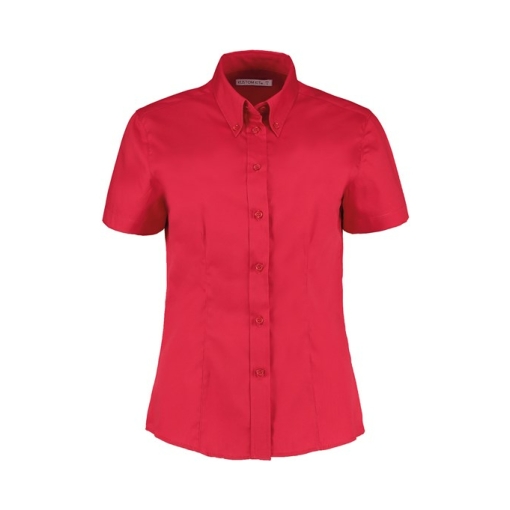 kk701 red ft2 - Kustom Kit Corporate Oxford Blouse Short Sleeved - Women's