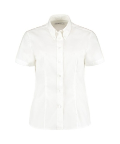kk701 white ft2 - Kustom Kit Corporate Oxford Blouse Short Sleeved - Women's