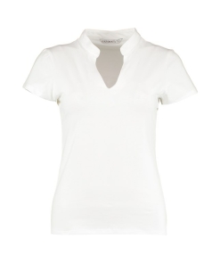 kk770 white ft - Kustom Kit Mandarin Collar Corporate Top - Women's