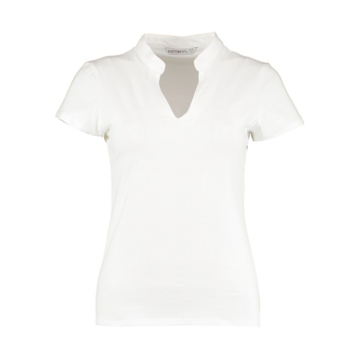 kk770 white ft - Kustom Kit Mandarin Collar Corporate Top - Women's
