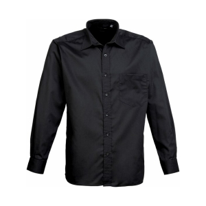 pr200 black ft - Premier Long Sleeve Poplin Shirt