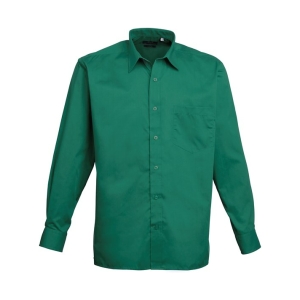 pr200 emerald ft - Premier Long Sleeve Poplin Shirt
