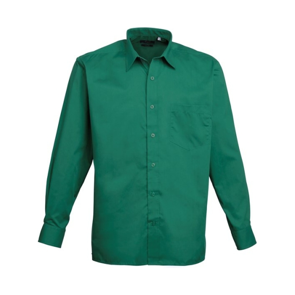 pr200 emerald ft - Premier Long Sleeve Poplin Shirt