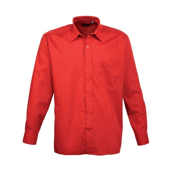 pr200 red ft - Premier Long Sleeve Poplin Shirt