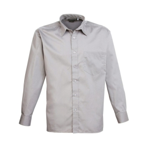 pr200 silver ft - Premier Long Sleeve Poplin Shirt