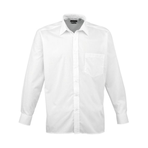 pr200 white ft - Premier Long Sleeve Poplin Shirt