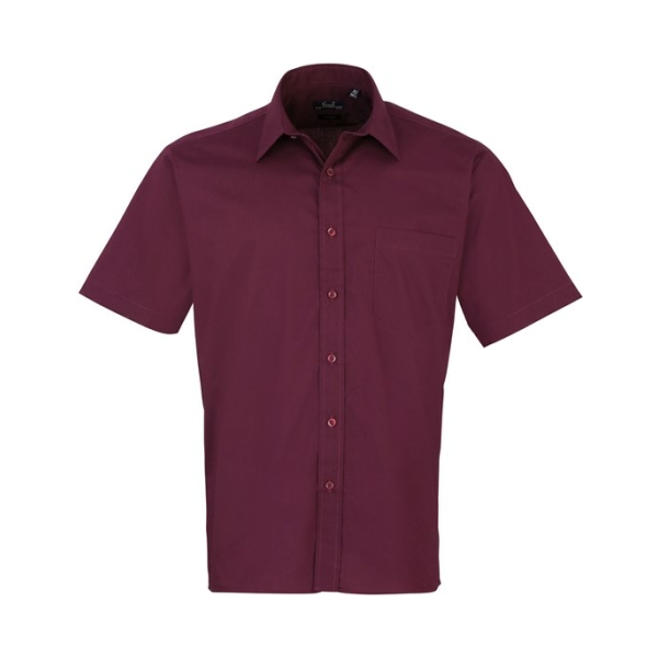 pr202 aubergine ft - Premier Short Sleeve Poplin Shirt